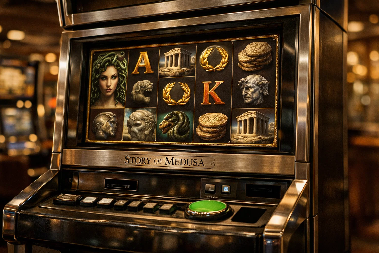 Gold coins and bonus symbols from Story of Medusa Bonus